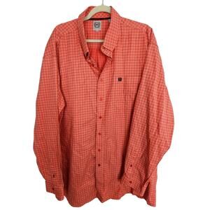 Cinch Shirt Orange Plaid Button Down Long Sleeve Shirt Men XXL Collared Neck